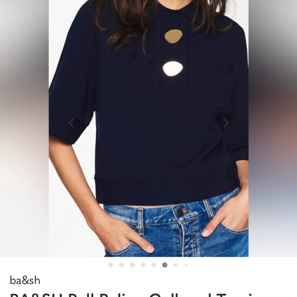 Ba&sh Dark Blue Top with Button Details